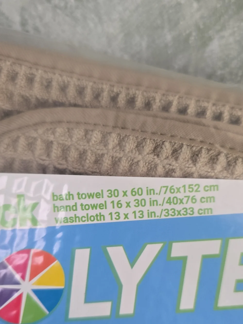 Polyte Microfiber Bath Waffle Towels 6 Pc Set, Bath, Hand, Washcloth Beige New